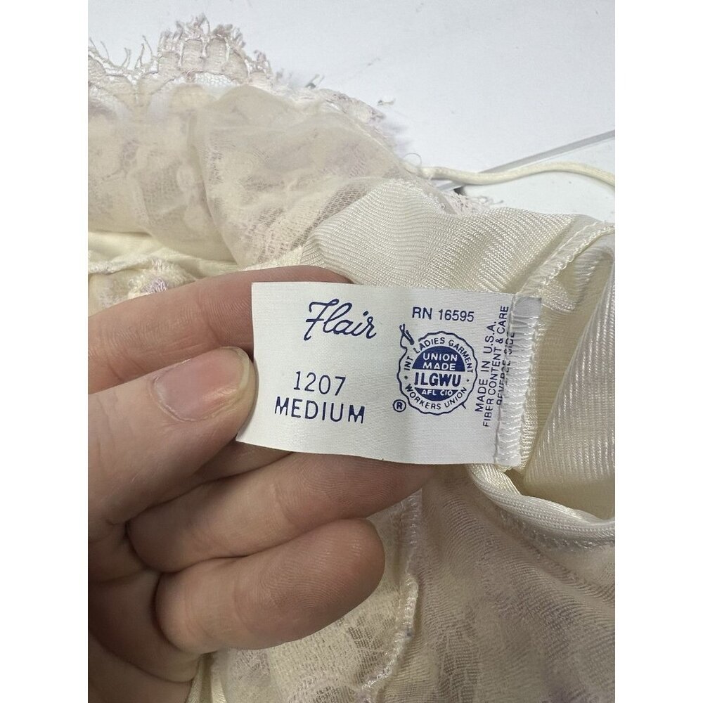 Vintage 1960s Union Made Body Suit Satin Lace Flair Brand Size Medium - Picture 7 of 8